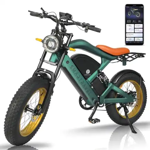 SMARTRAVEL Electric Bike,1200W Brushless Motor Ebike,48V/20Ah Removable UL&GCC Certification Battery,GPS and APP Control, 20"*4.0 Fat Tire,30MPH and 60Miles Range,Front/Rear Turn Signals