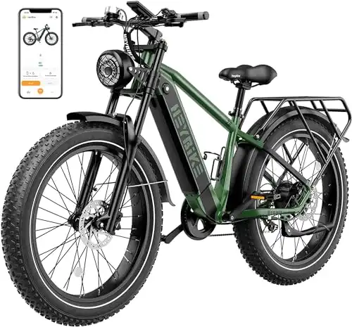 Heybike Brawn Electric Bike for Adults,750W 28MPH 26'' Fat Tire Ebike with 48V 18Ah Removable Battery,Off Road Electric Mountain Bike,Hydraulic Front Fork Electric Bicycles