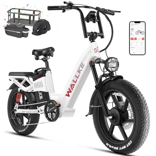 Electric Bike for Adults, 48V 40Ah 1600W/2800W Peak Dual Motor Fast Long Range Ebike, 20 inch Fat Tire Full Suspension Electric Bicycle 31/34MPH, Step Thru E-Bike APP Control, UL2849 Certified