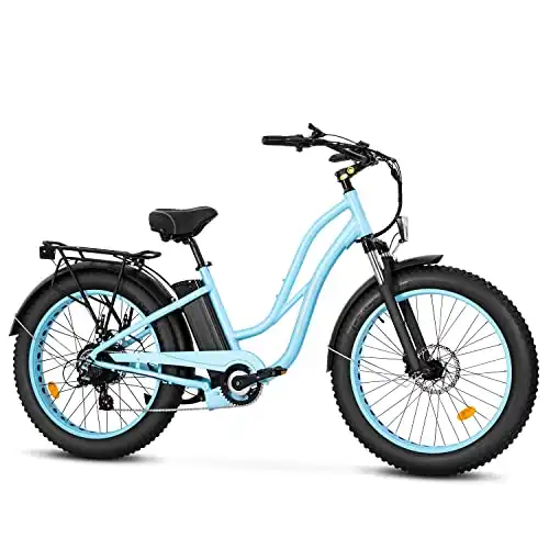 NF NIGHTFIRE MF17 Electric Bike for Adult, 750W Motor Up to 45-55 Miles, 48V 13Ah Removable Battery, 26" Fat Tire Electric Bicycle, City Commuting Ebike for Women, Cyan